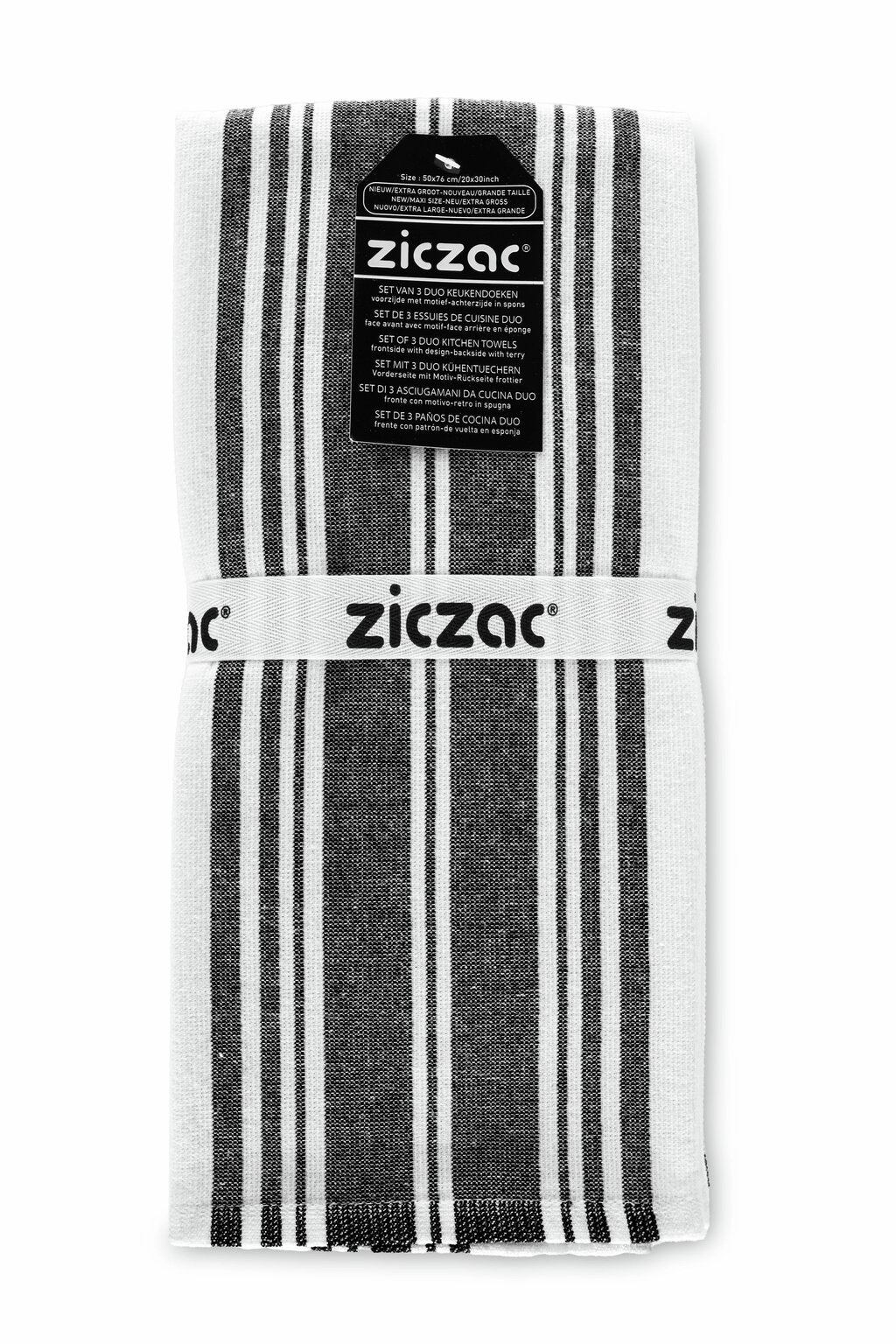 Ziczac - Kökshandduk, 3-pack