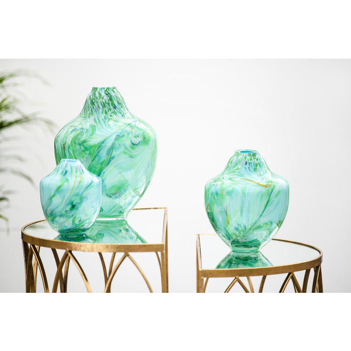 Magnor - Unik skulptur konstglas grön multi medium 24 cm