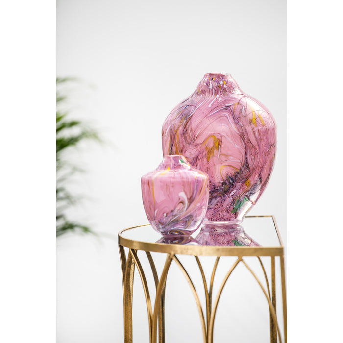 Magnor - Unik skulptur konstglas rosa multi stor 31 cm