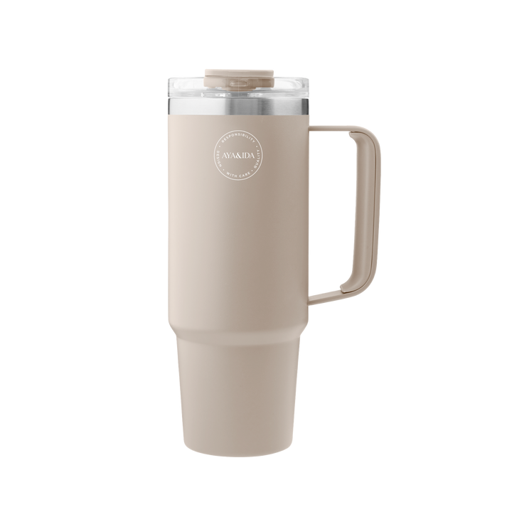 AYA&IDA Termokopp med sugrör - Cream Beige - 885ML
