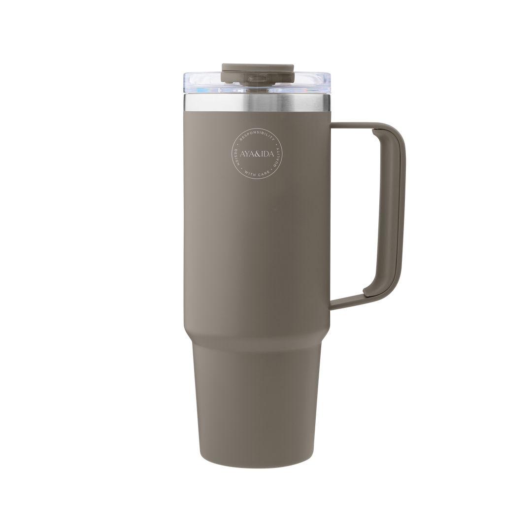 AYA&IDA Termokopp med halm - Drivved - 885ML