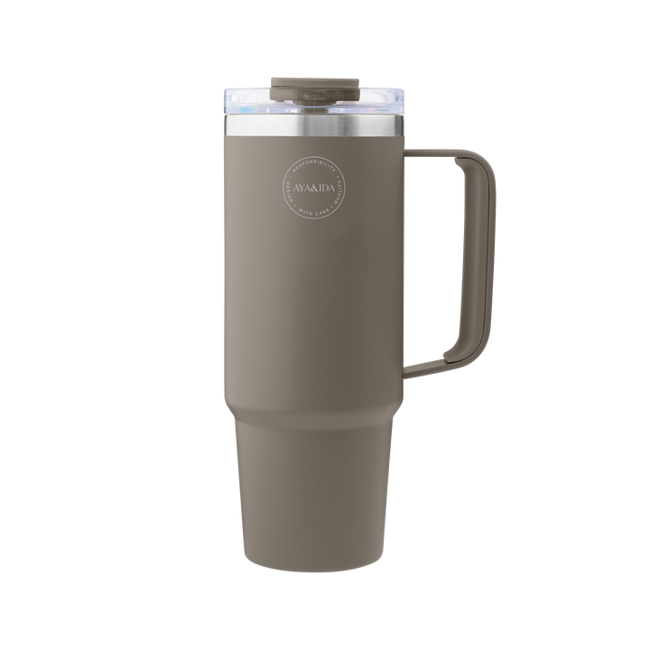 AYA&IDA Termokopp med halm - Drivved - 885ML
