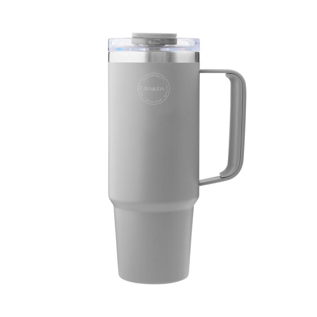 AYA&IDA Termokopp med sugrör - Ljusgrå - 885ML