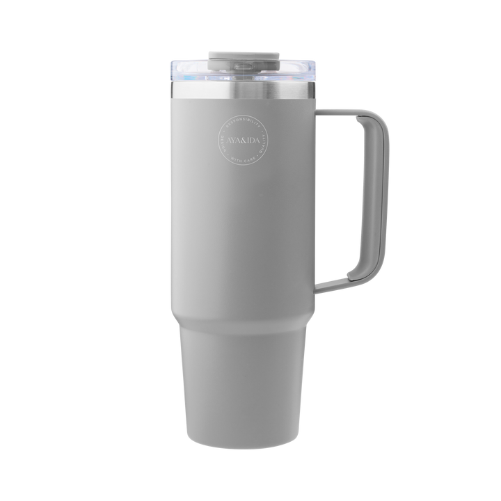 AYA&IDA Termokopp med sugrör - Ljusgrå - 885ML
