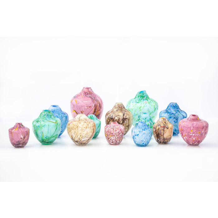 Magnor - Unik skulptur konstglas brun multi liten 17 cm
