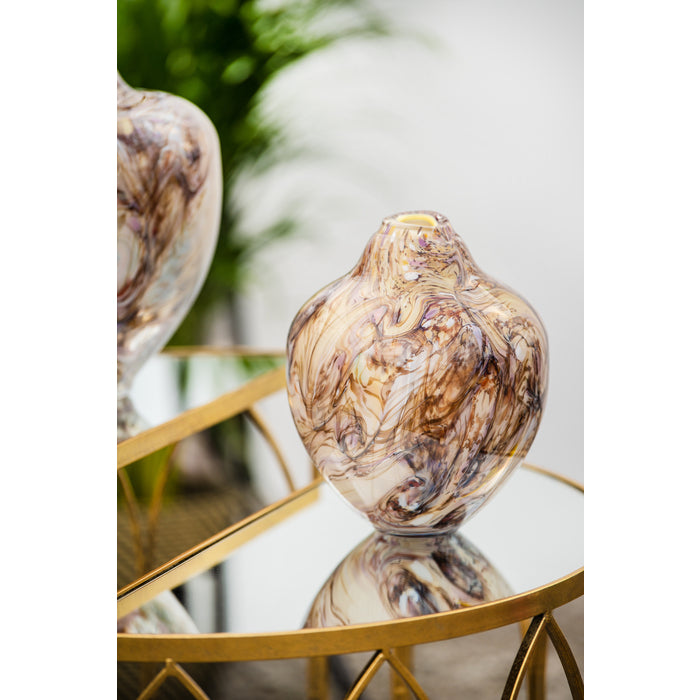 Magnor - Unik skulptur konstglas brun multi liten 17 cm