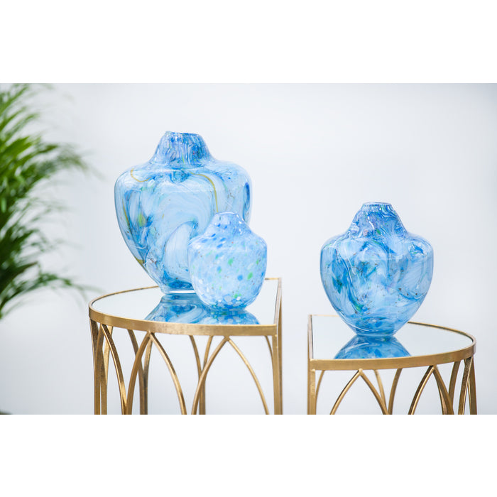 Magnor - Unik skulptur konstglas blå multi medium 24 cm