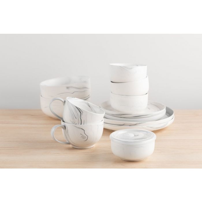 MAKU Tallrik, marmor 26 cm, 4-Pack