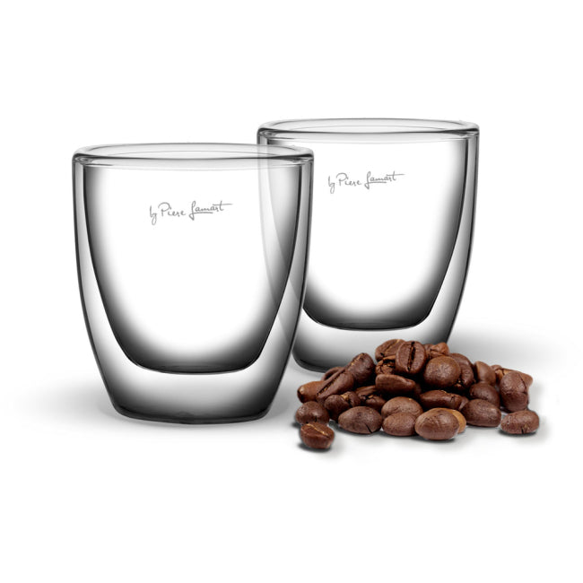 LAMART Latte Glas 2 Pack, 80ml, Dubbelvägg borosilikat Glas