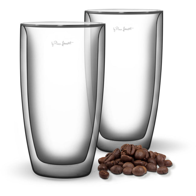 LAMART Latte Glas 2 Pack, 380 ml, Dubbelvägg borosilikat Glas