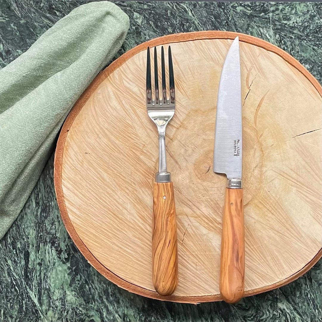Pallarès kniv och gaffel Oliv rf set om 2