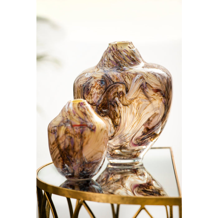 Magnor - Unik skulptur konstglas brun multi stor 31 cm