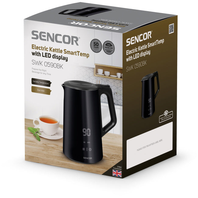 SENCOR Vattekokare med variabel temperaturinställning 40-80-90-100 °C