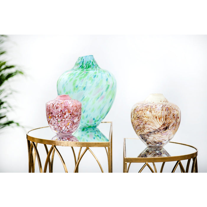 Magnor - Unik skulptur konstglas rosa multi liten 17 cm