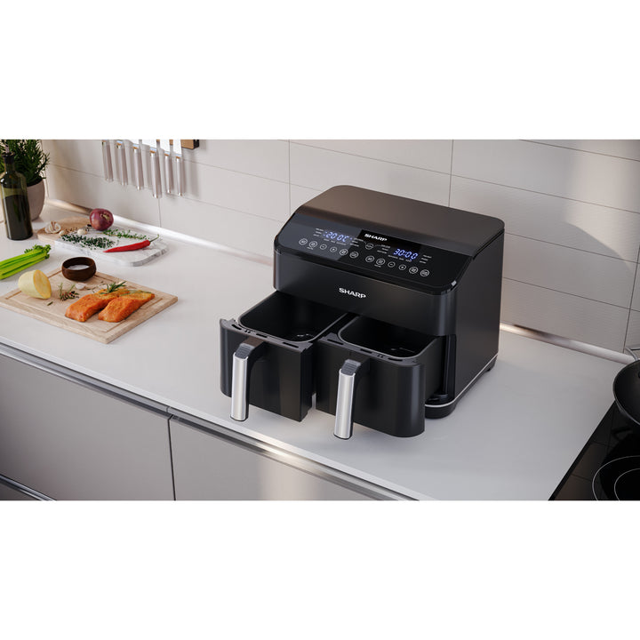 Sharp Airfryer Dubbel 2X4L 2X1800W - AF-GD82AE-B