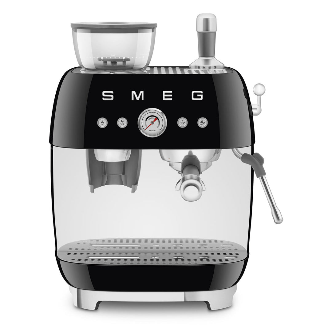 SMEG Manuell espressomaskin med kaffekvarn Svart, Högblank - 50's Style