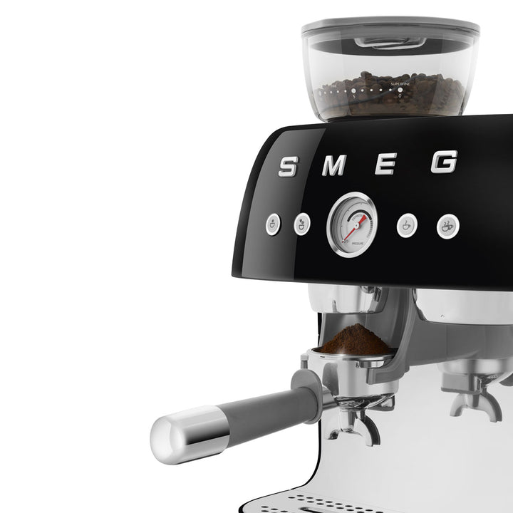 SMEG Manuell espressomaskin med kaffekvarn Svart, Högblank - 50's Style
