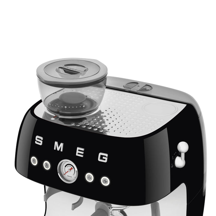 SMEG Manuell espressomaskin med kaffekvarn Svart, Högblank - 50's Style