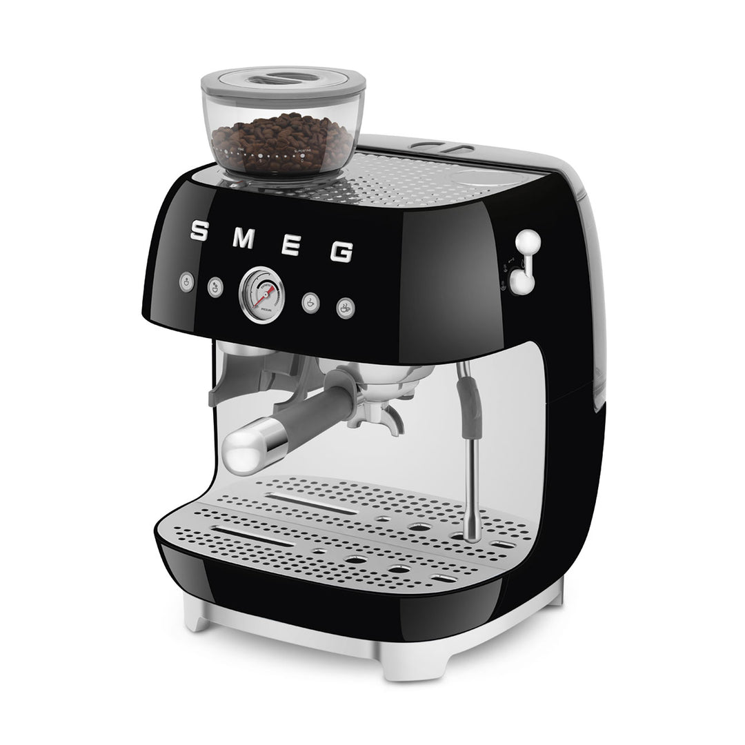 SMEG Manuell espressomaskin med kaffekvarn Svart, Högblank - 50's Style