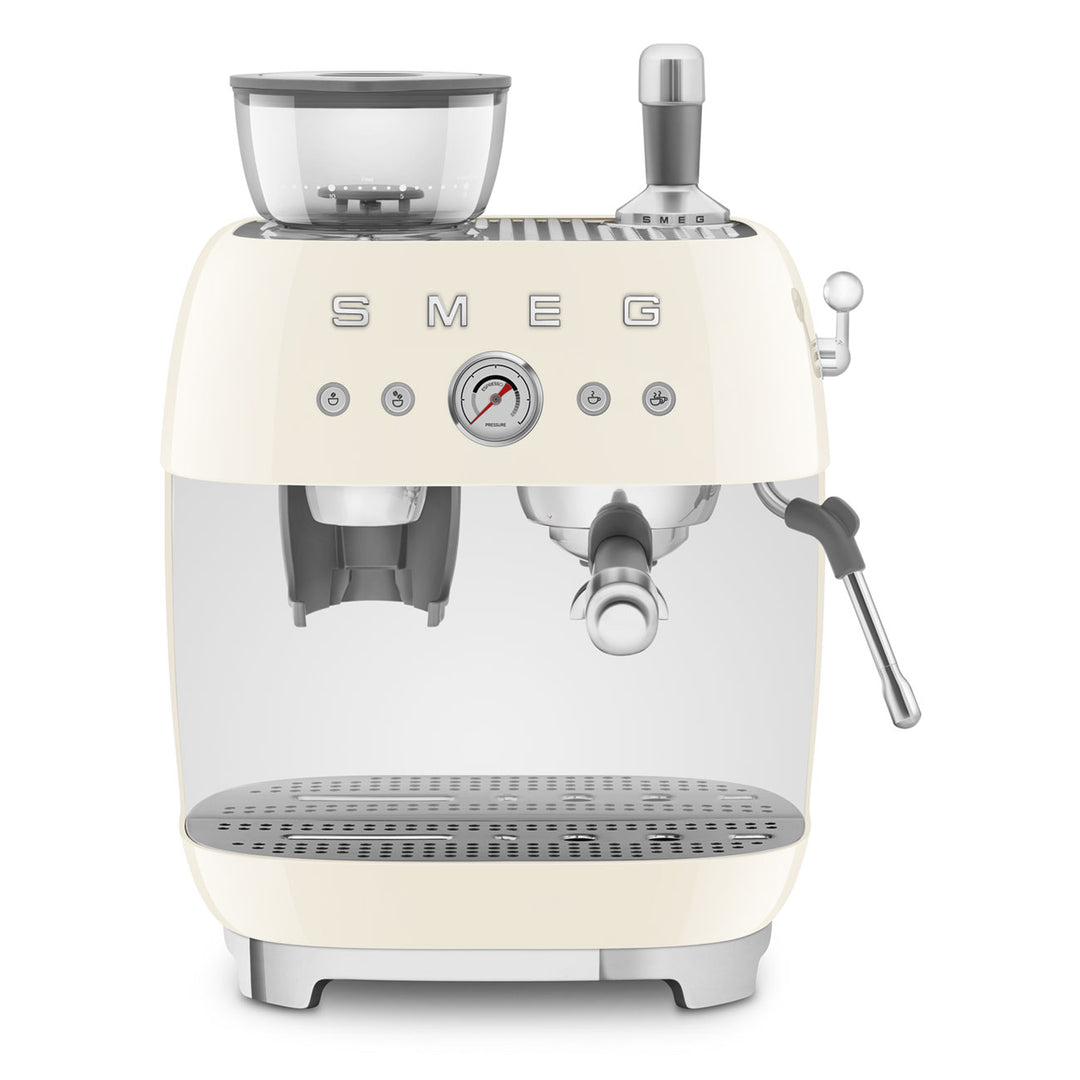 SMEG Manuell espressomaskin med kaffekvarn Creme, Högblank - 50's Style