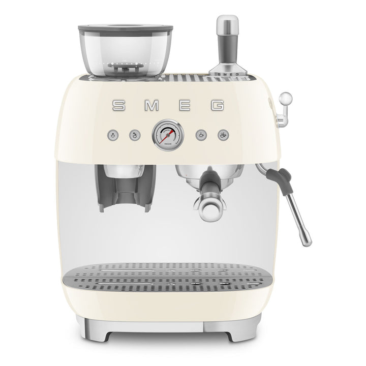 SMEG Manuell espressomaskin med kaffekvarn Creme, Högblank - 50's Style