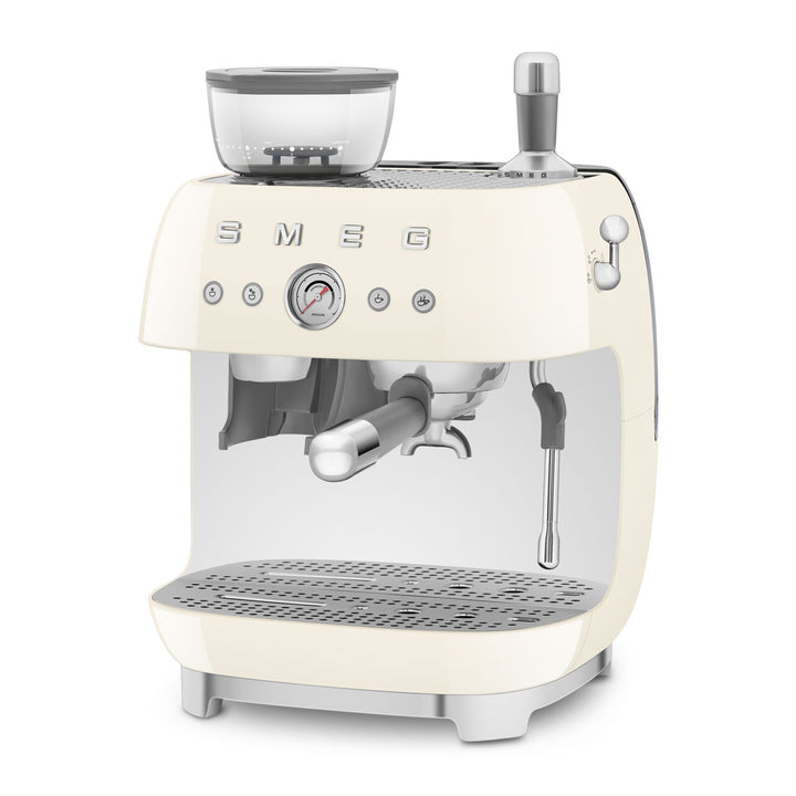 SMEG Manuell espressomaskin med kaffekvarn Creme, Högblank - 50's Style