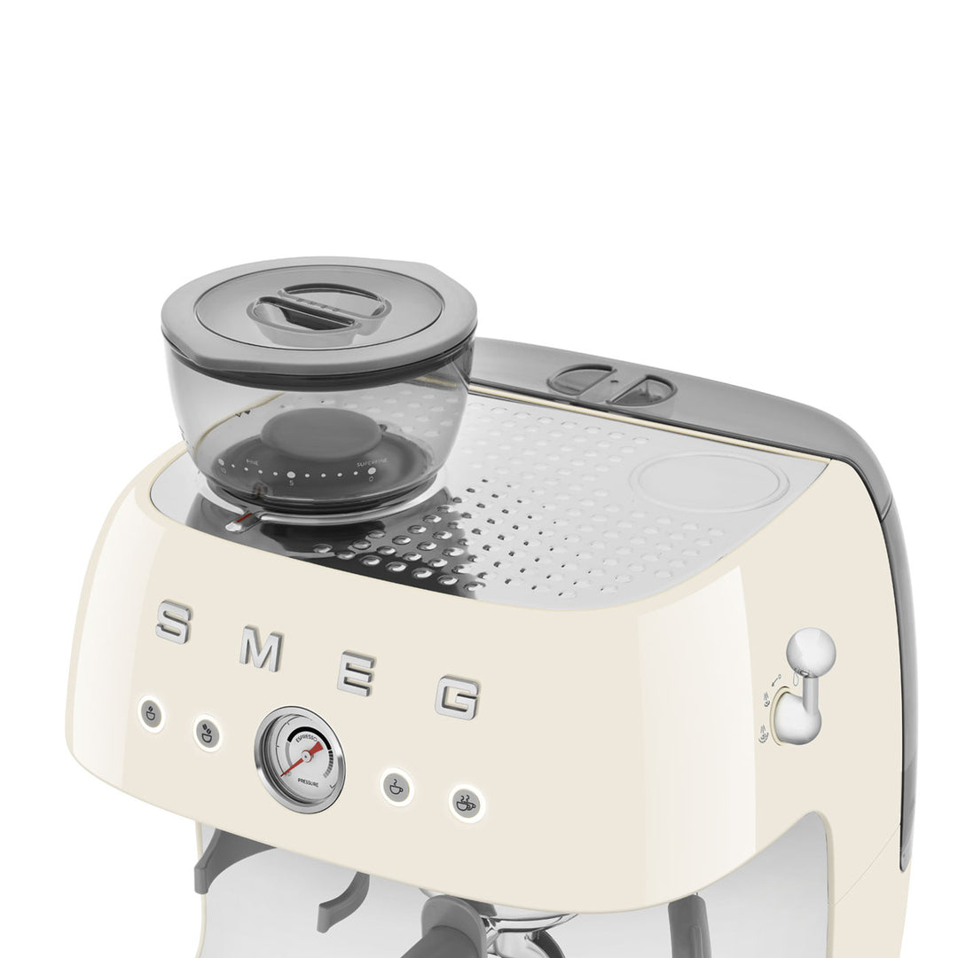 SMEG Manuell espressomaskin med kaffekvarn Creme, Högblank - 50's Style