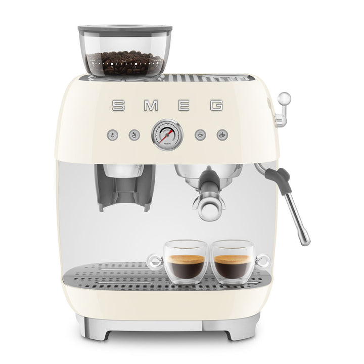 SMEG Manuell espressomaskin med kaffekvarn Creme, Högblank - 50's Style