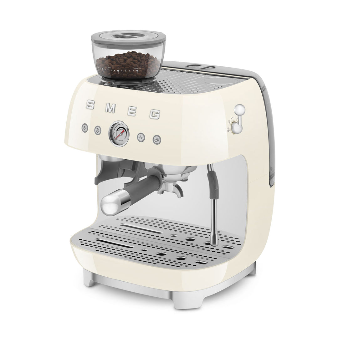 SMEG Manuell espressomaskin med kaffekvarn Creme, Högblank - 50's Style