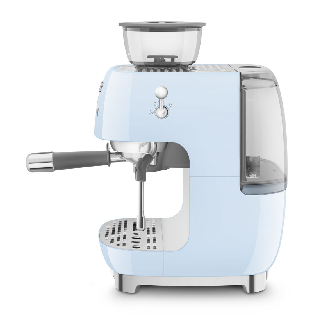 SMEG Manuell espressomaskin med kaffekvarn Pastellblå, Högblank - 50's Style