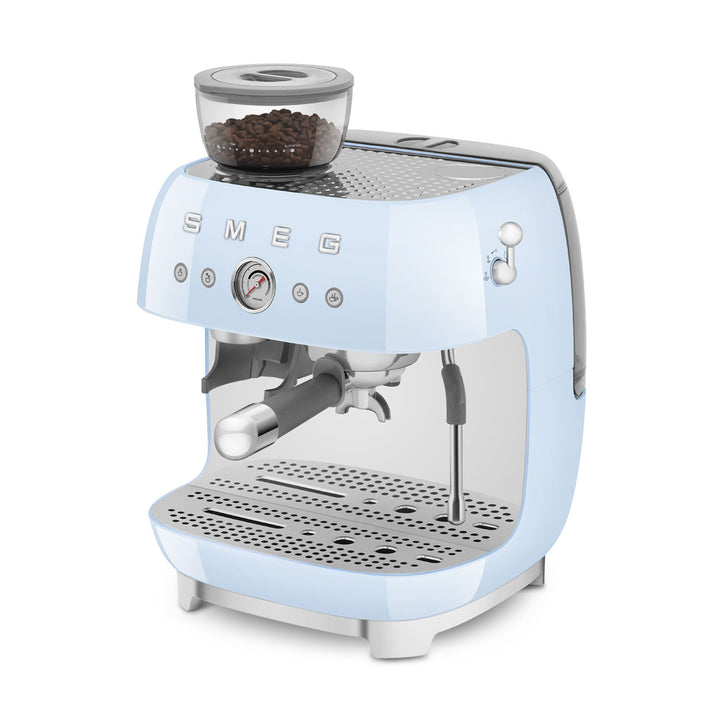 SMEG Manuell espressomaskin med kaffekvarn Pastellblå, Högblank - 50's Style