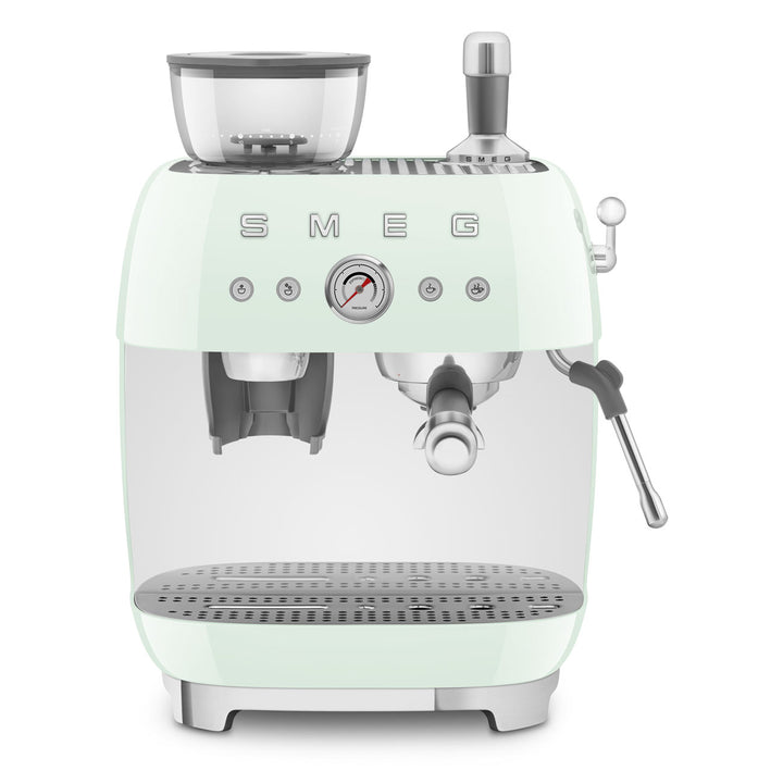 SMEG Manuell espressomaskin med kaffekvarn Pastellgrön, Högblank - 50's Style