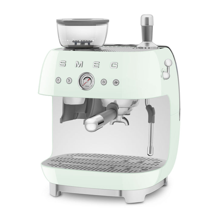 SMEG Manuell espressomaskin med kaffekvarn Pastellgrön, Högblank - 50's Style