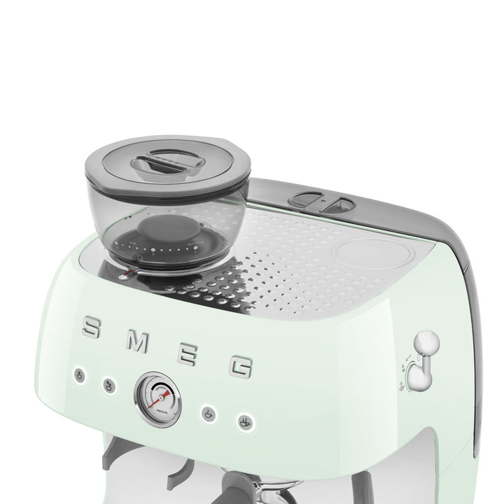 SMEG Manuell espressomaskin med kaffekvarn Pastellgrön, Högblank - 50's Style