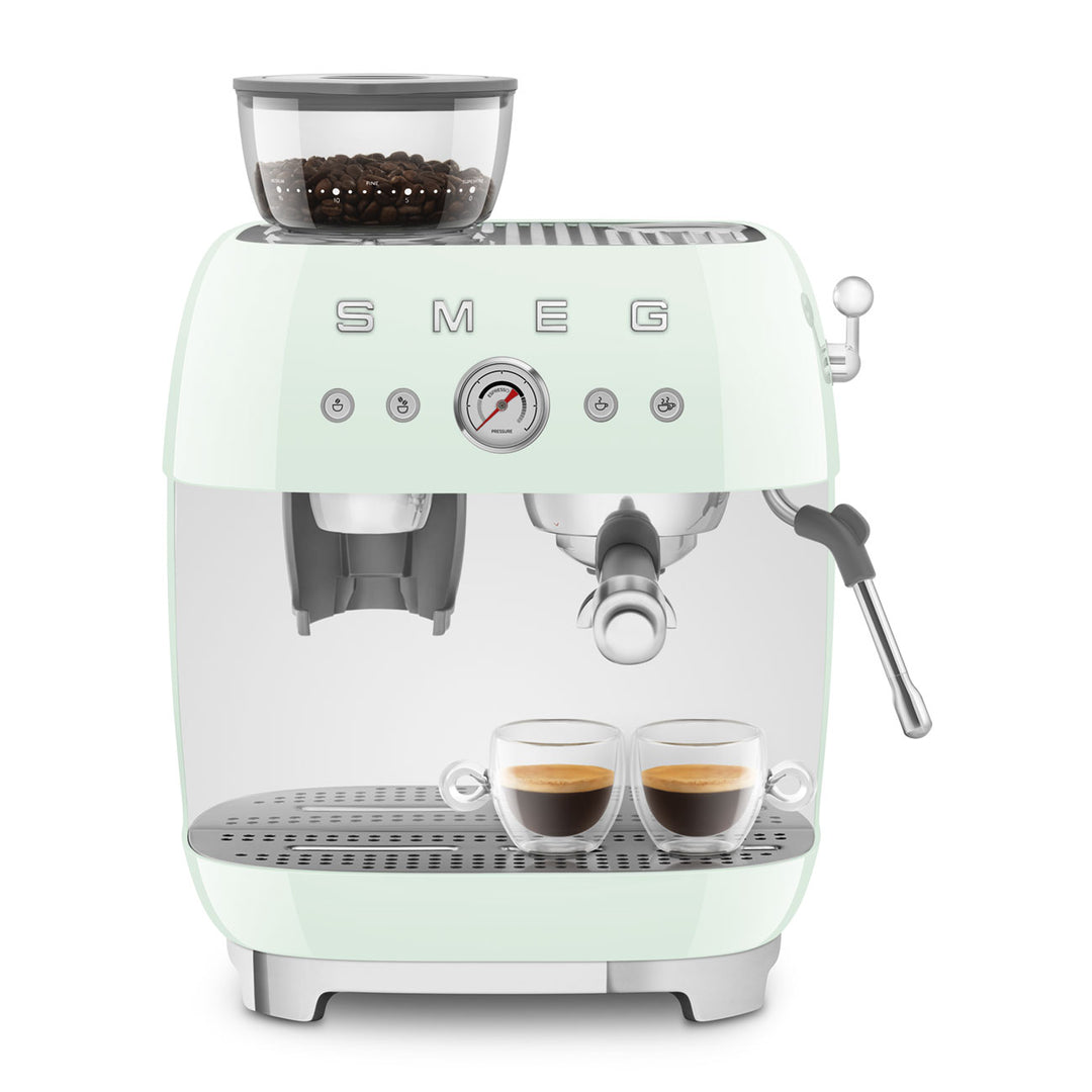 SMEG Manuell espressomaskin med kaffekvarn Pastellgrön, Högblank - 50's Style