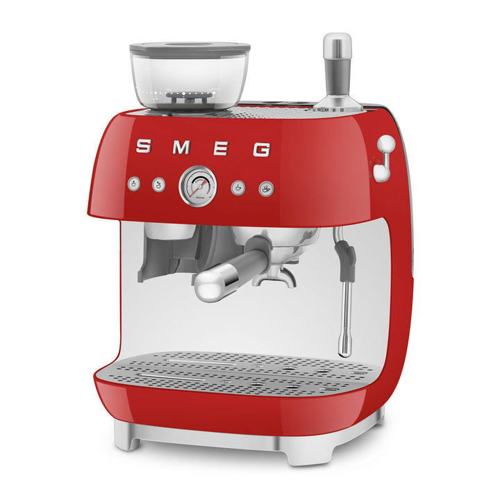 SMEG Manuell espressomaskin med kaffekvarn Röd, Högblank - 50's Style