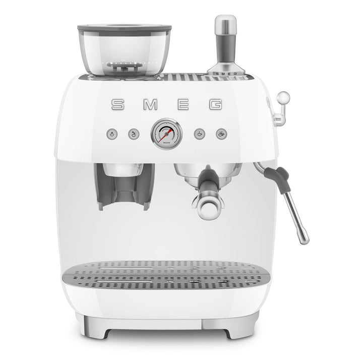 SMEG Manuell espressomaskin med kaffekvarn Vit, Högblank - 50's Style