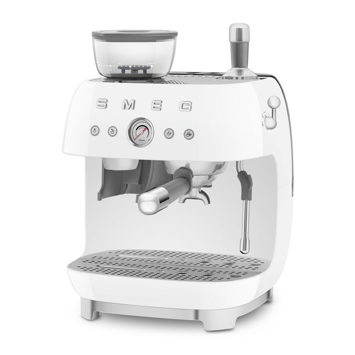 SMEG Manuell espressomaskin med kaffekvarn Vit, Högblank - 50's Style