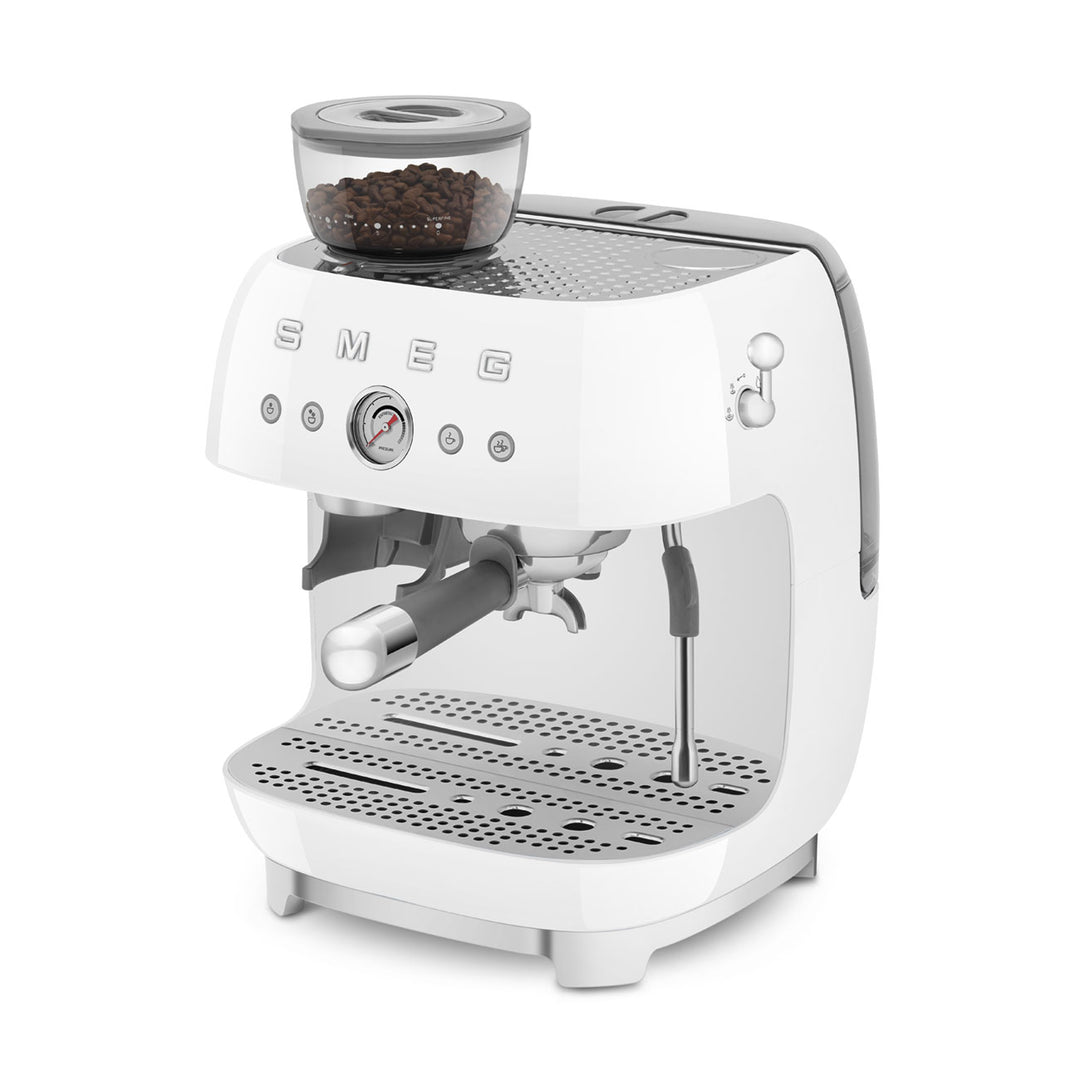 SMEG Manuell espressomaskin med kaffekvarn Vit, Högblank - 50's Style