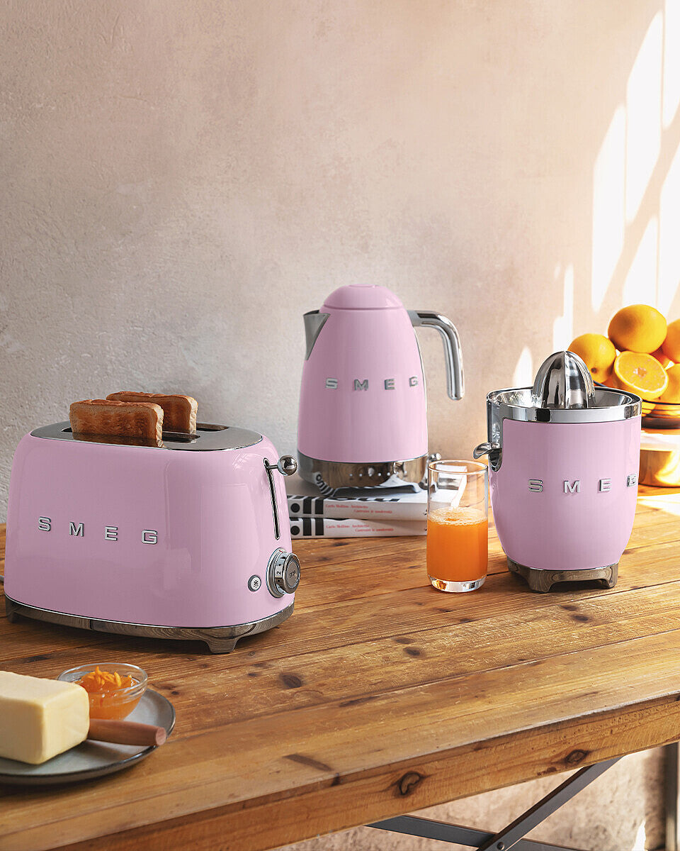 SMEG Brödrost för 2 skivor Rosa, Högblank