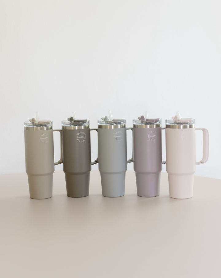 AYA&IDA Termokopp med sugrör - Ljusgrå - 885ML