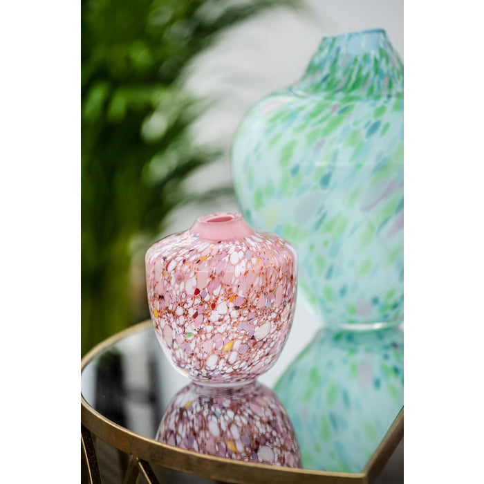 Magnor - Unik skulptur konstglas rosa multi liten 17 cm