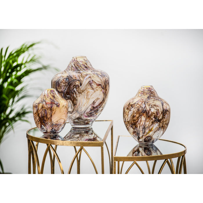 Magnor - Unik skulptur konstglas brun multi stor 31 cm