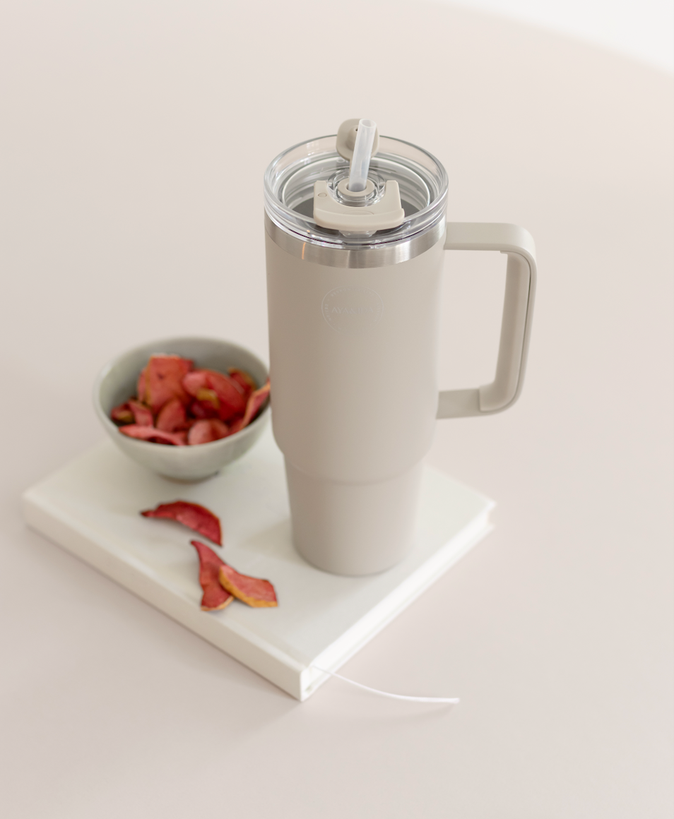 AYA&IDA Termokopp med sugrör - Cream Beige - 885ML