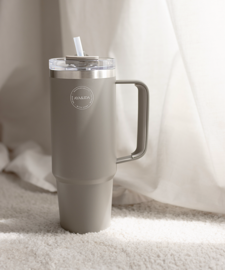 AYA&IDA Termokopp med halm - Drivved - 885ML