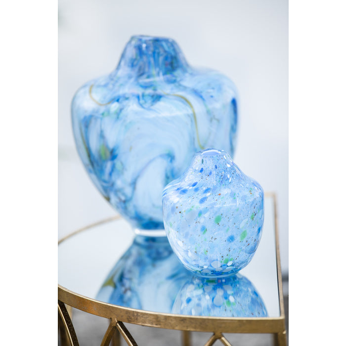 Magnor - Unik skulptur konstglas blå multi stor 31 cm