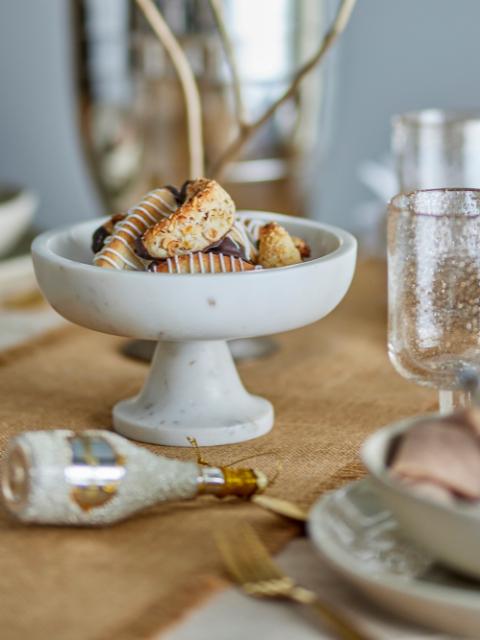 Eris Pedestal Bowl, White, Marble