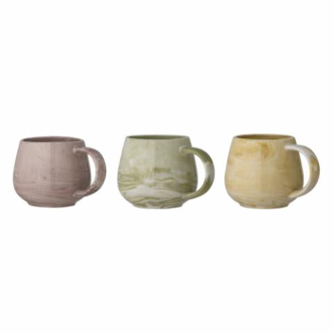 Bloomingville Palma Mug, Green, Stoneware, 3-Pack
