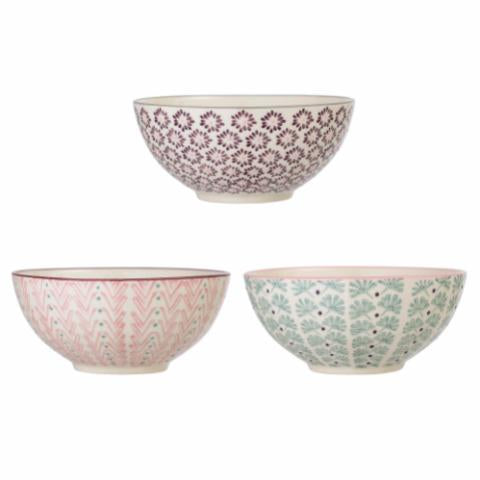 Bloomingville Maya Bowl, Purple, Stoneware, 3-Pack