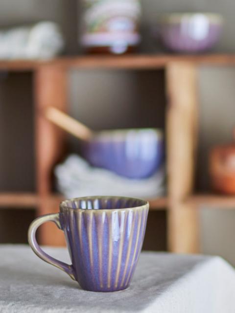 Bloomingville Latina Mug, Purple, Stoneware, 6-Pack